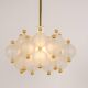 Large frosted glass and brass chandelier by Kinkeldey, Germany, 1970s.