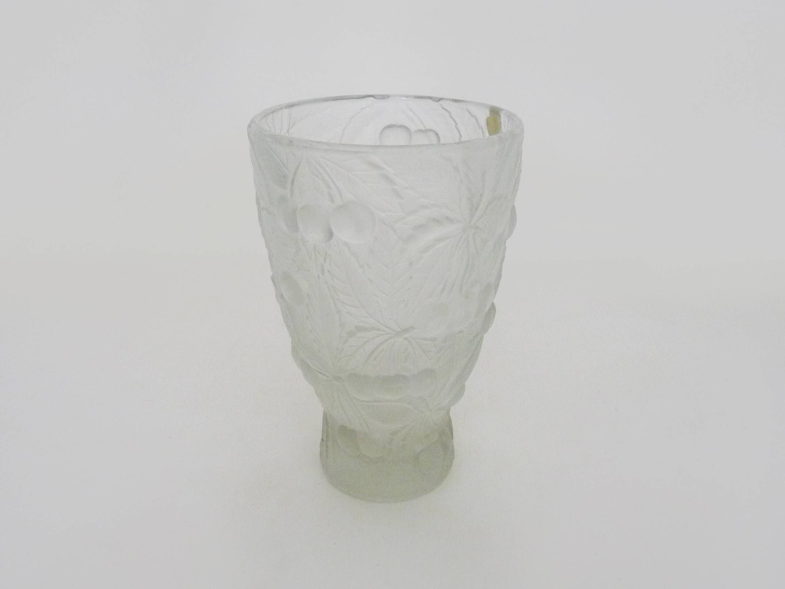 Genuine Bohemian crystal vase guaranteed Czechoslovakia cherry decoration.