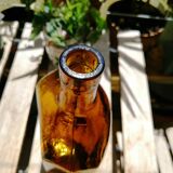 Vintage 6 sided amber bottle