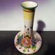 Ancient ceramic vase enamels decor flowers made in italy vintage