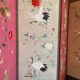 4-panel Japanese screen, 19th century, bird silk embroidery