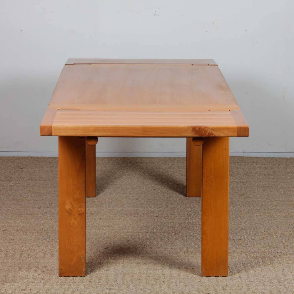 Solid elm dining table for Maison Regain, 1980
