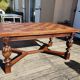 1910s Jacobean style solid oak extending drawer dining table