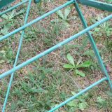 Pair of mid century distressed painted iron garden chairs