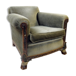 Fauteuil en velours vert