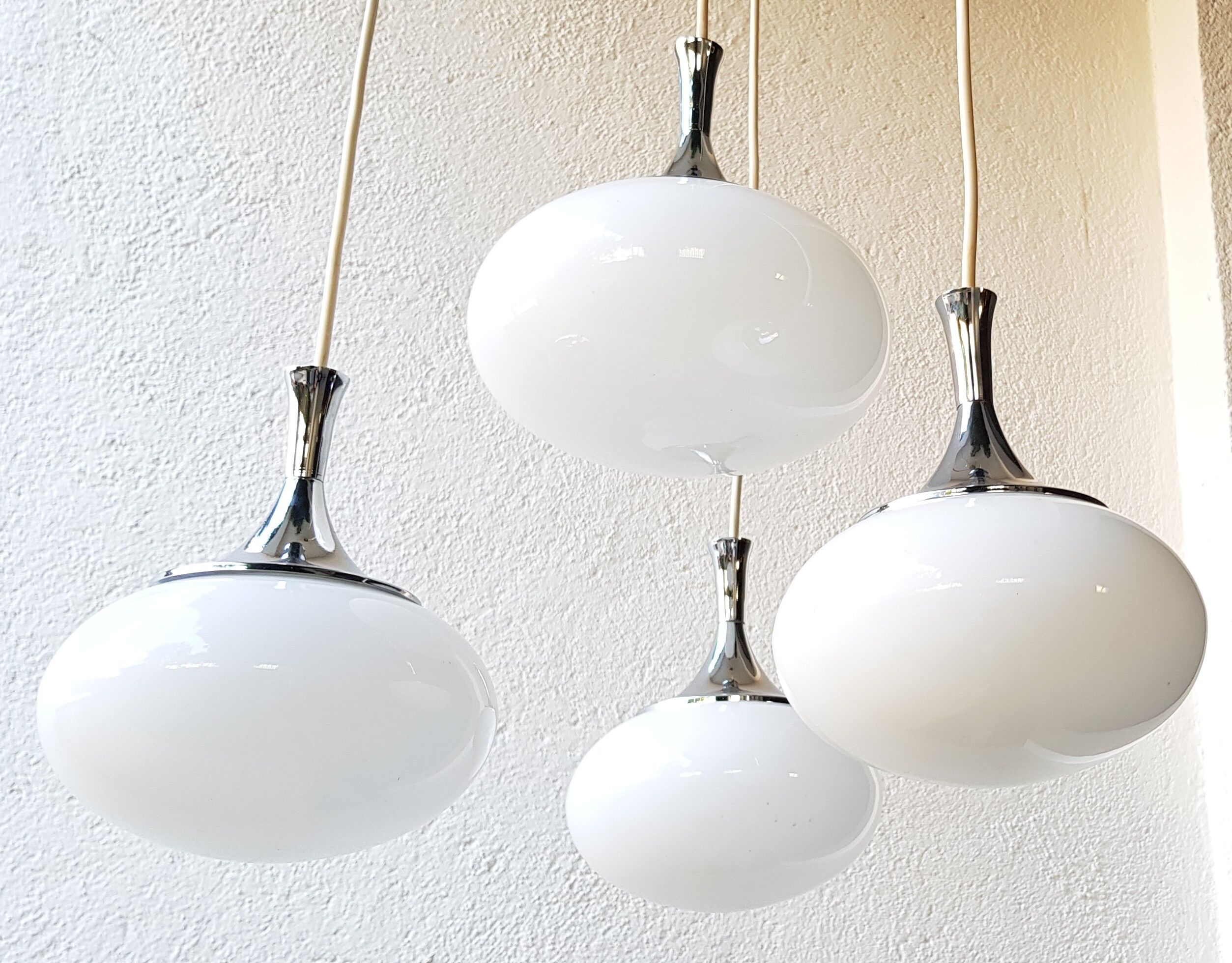 opaline and chrome metal chandelier 70