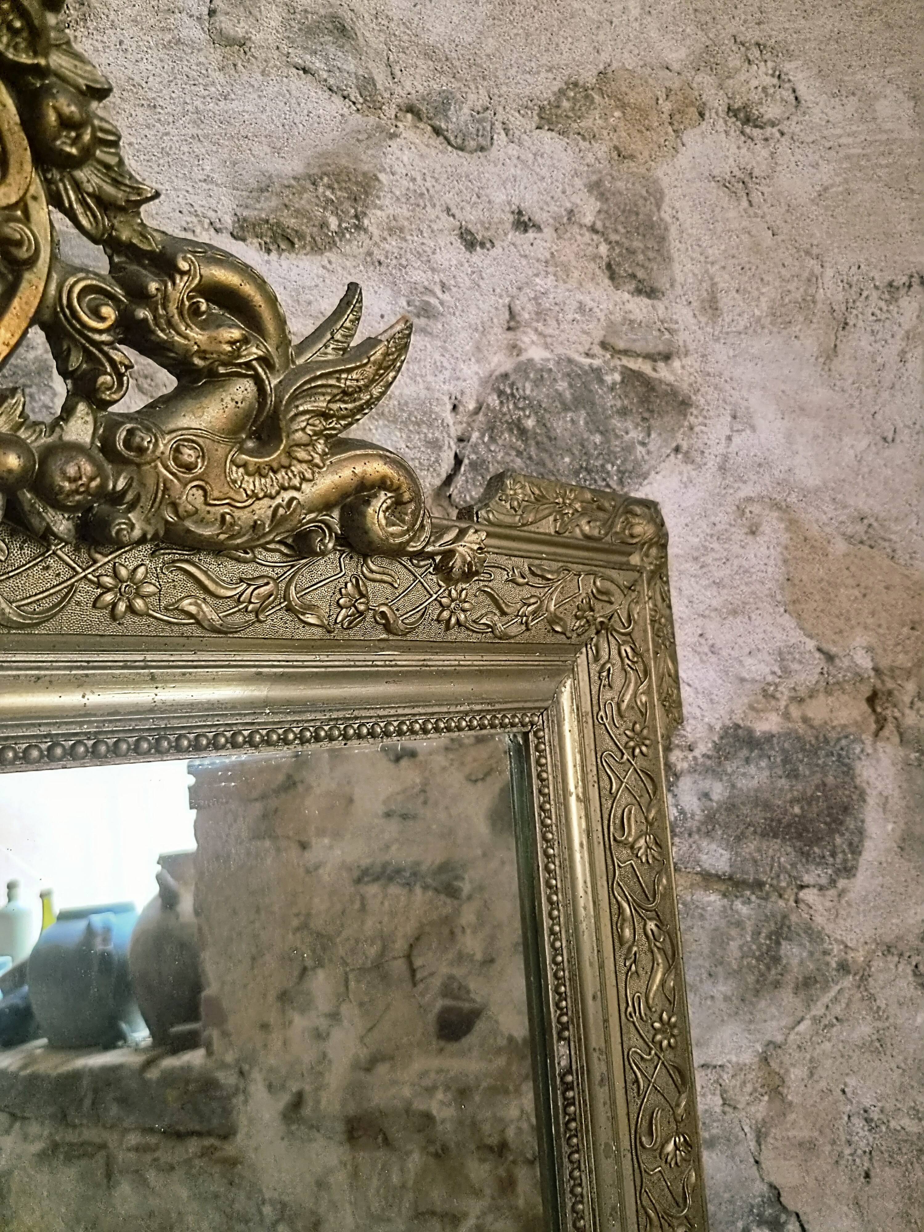 Large French mirror in Napoléon III style with a composition frame, circa 1880–1900.