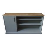 Furniture, vintage bookcase re-enchanted in verdigris, wooden top.
