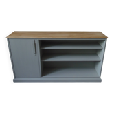 Furniture, vintage bookcase re-enchanted in verdigris, wooden top.