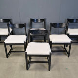 Vintage black wooden dining chairs, 1970s