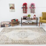 6x9 classic brown & beige vintage rug, 153x272cm