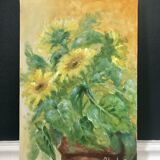 Acrylic on canvas "Sunflowers in pot"