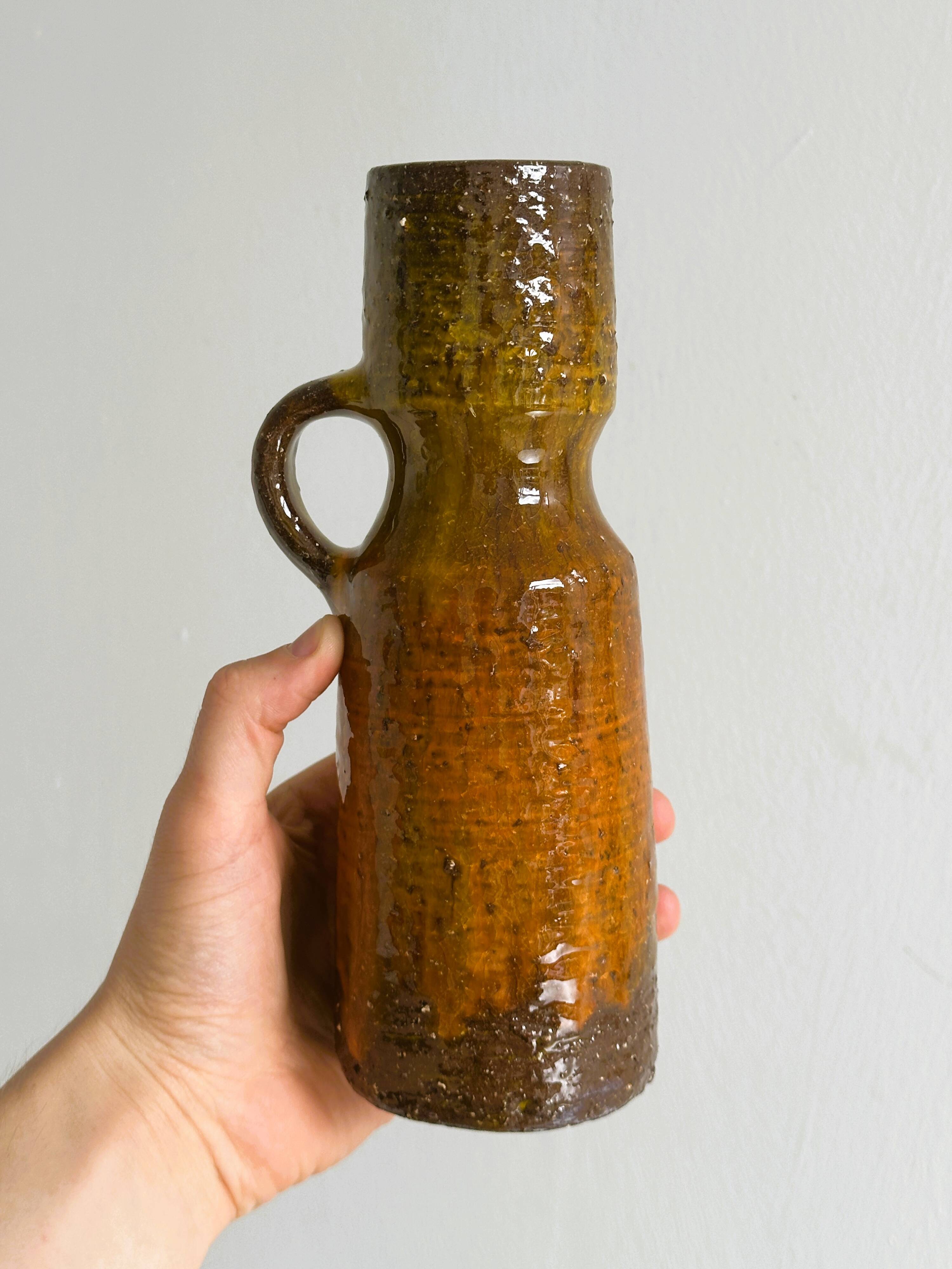 Rustic ceramic vase, vintage handmade pottery