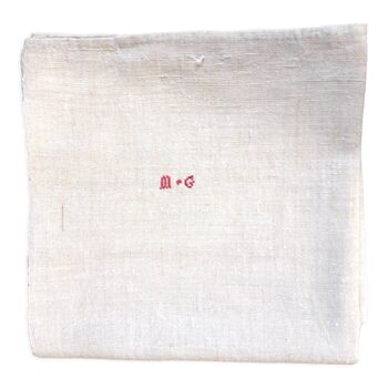Tea towel in beautiful monogrammed hemp canvas "MG"