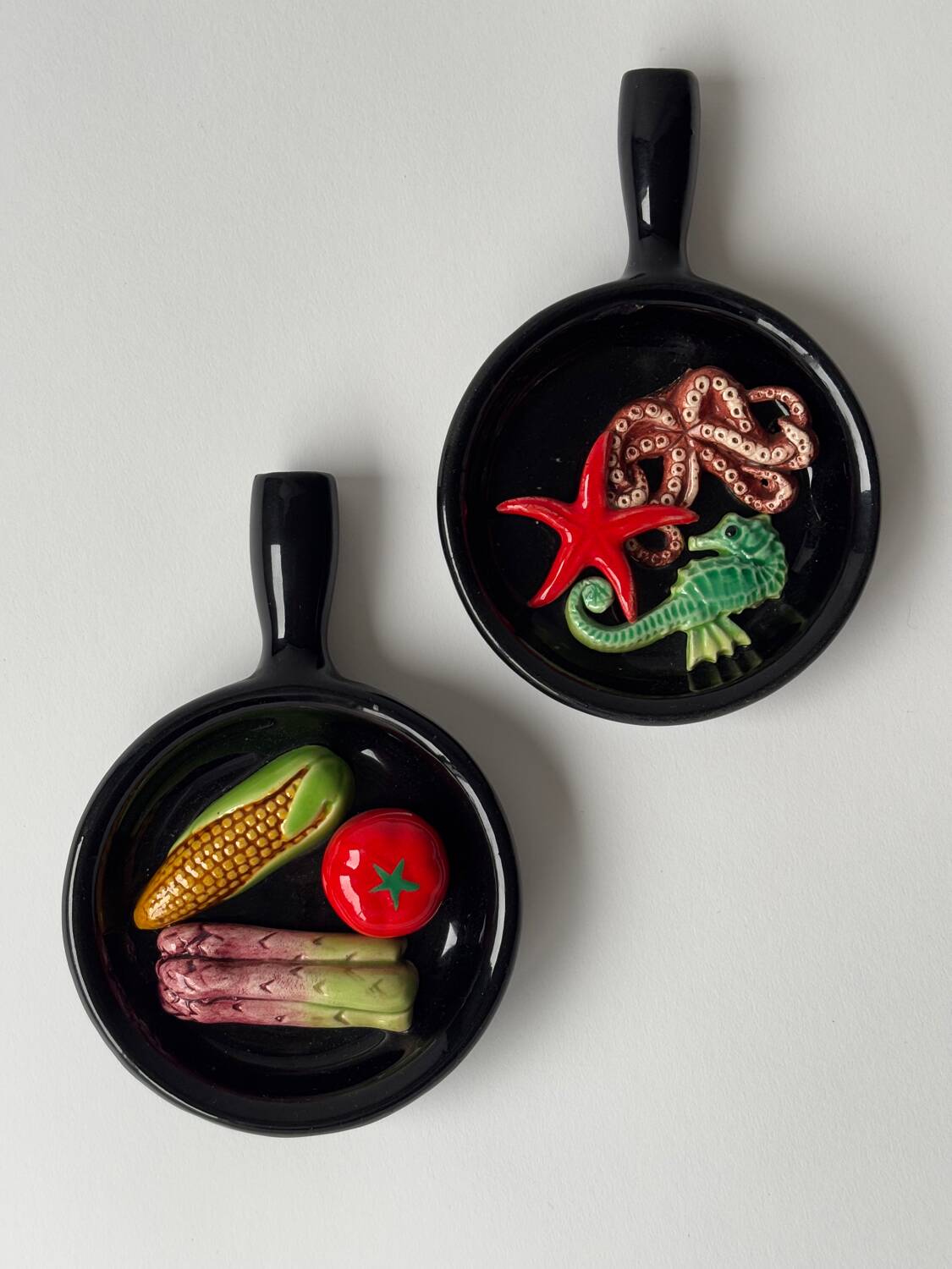 1960s ceramic trompe l'oeil plates