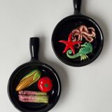 1960s ceramic trompe l'oeil plates