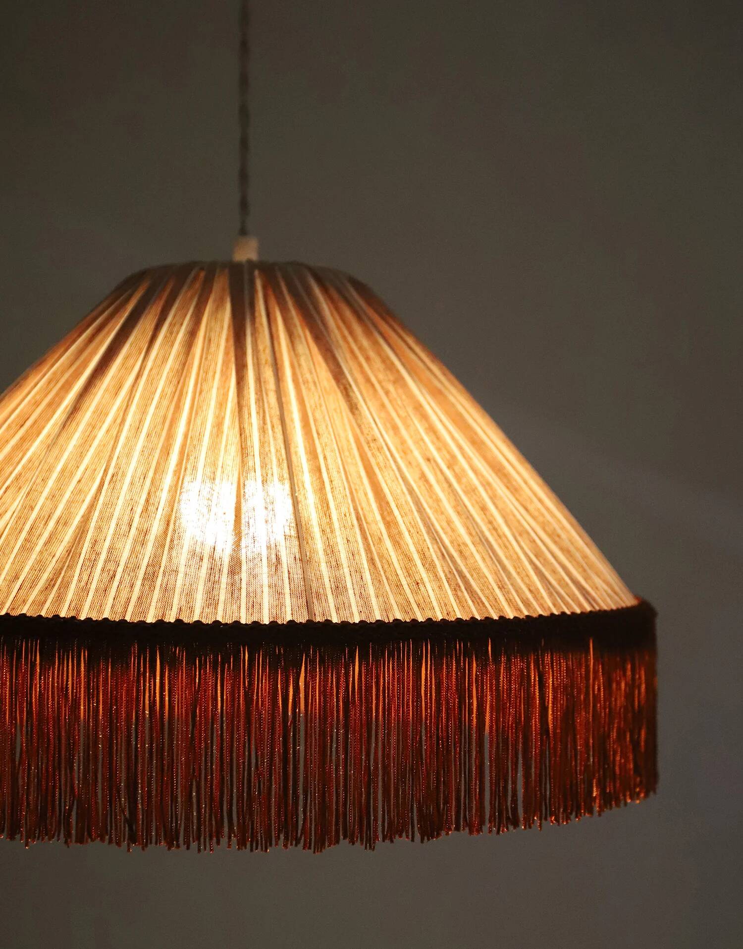Beautiful suspension — earth stripes, bohemian fringes
