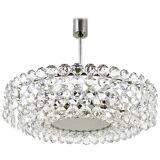 Grand chandelier Bakalowits in nickel and glass with diamond-shaped crystals, 1960s.