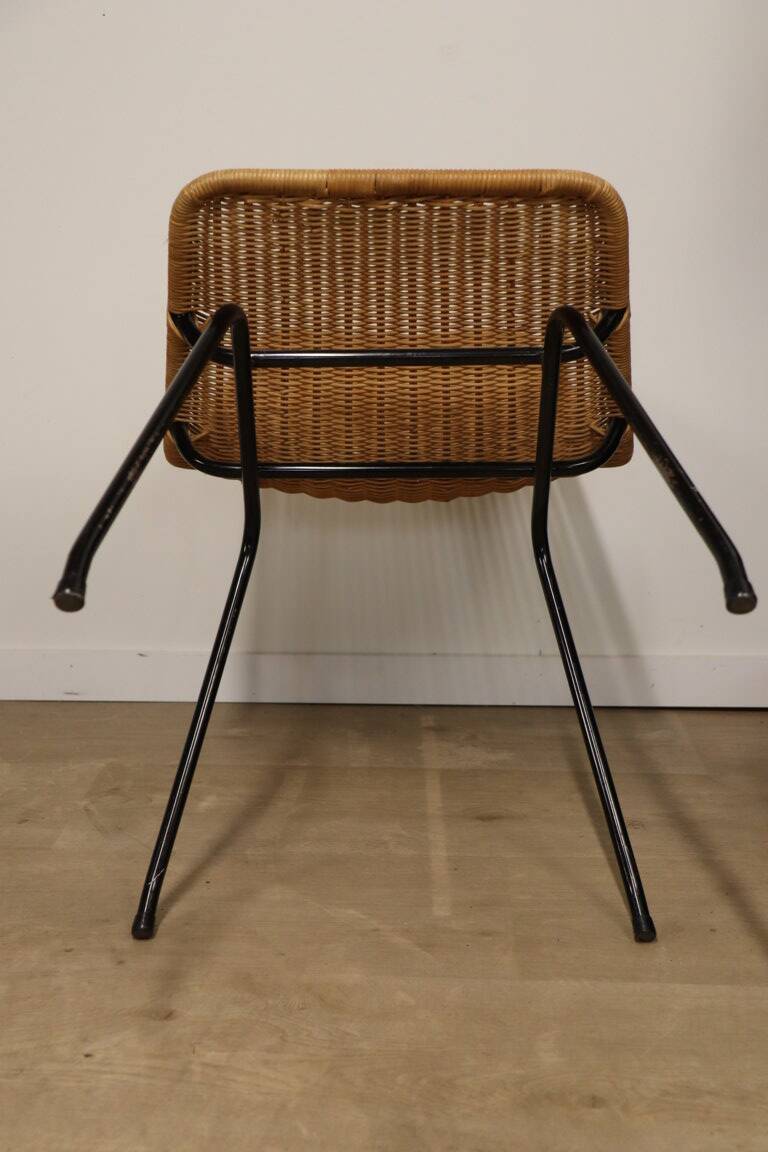 Vintage "Italia 100" model chair by Rotanhuis in woven wicker, 1950s