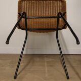 Vintage "Italia 100" model chair by Rotanhuis in woven wicker, 1950s