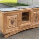 Renovated art deco sideboard in solid raw oak and gray marble 186cm