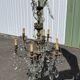 Large antique chandelier with 9 lights, bronze and cut glass pendants, cherubs, style