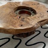 Solid wood tree trunk coffee table