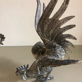Vintage silver metal roosters