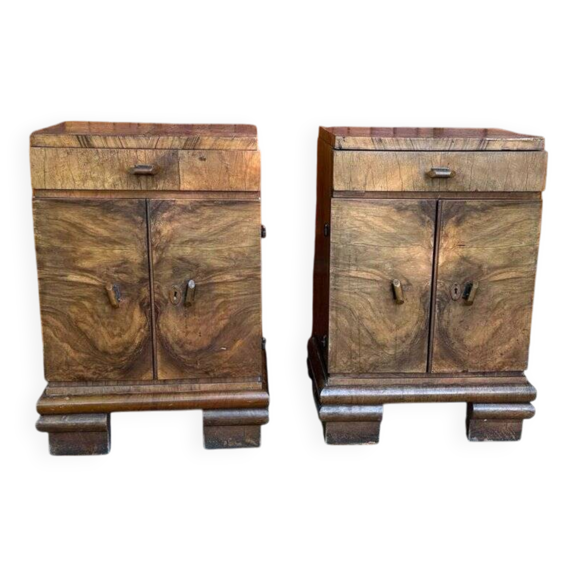 Austrian Art Deco chests in walnut veneer, 1920s, set of 2