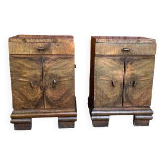 Austrian Art Deco chests in walnut veneer, 1920s, set of 2