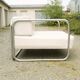 Fauteuil chromé et simili cuir blanc 1970