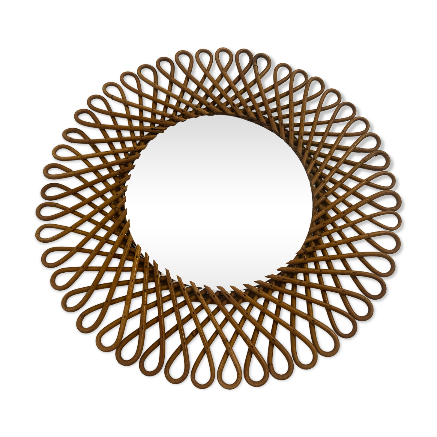 Vintage wicker art rattan mirror