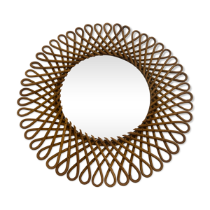 ancien miroir en rotin - art