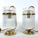 Vintage Italian pair of Signed brass table lamps by Sciolari. Italy 1970s