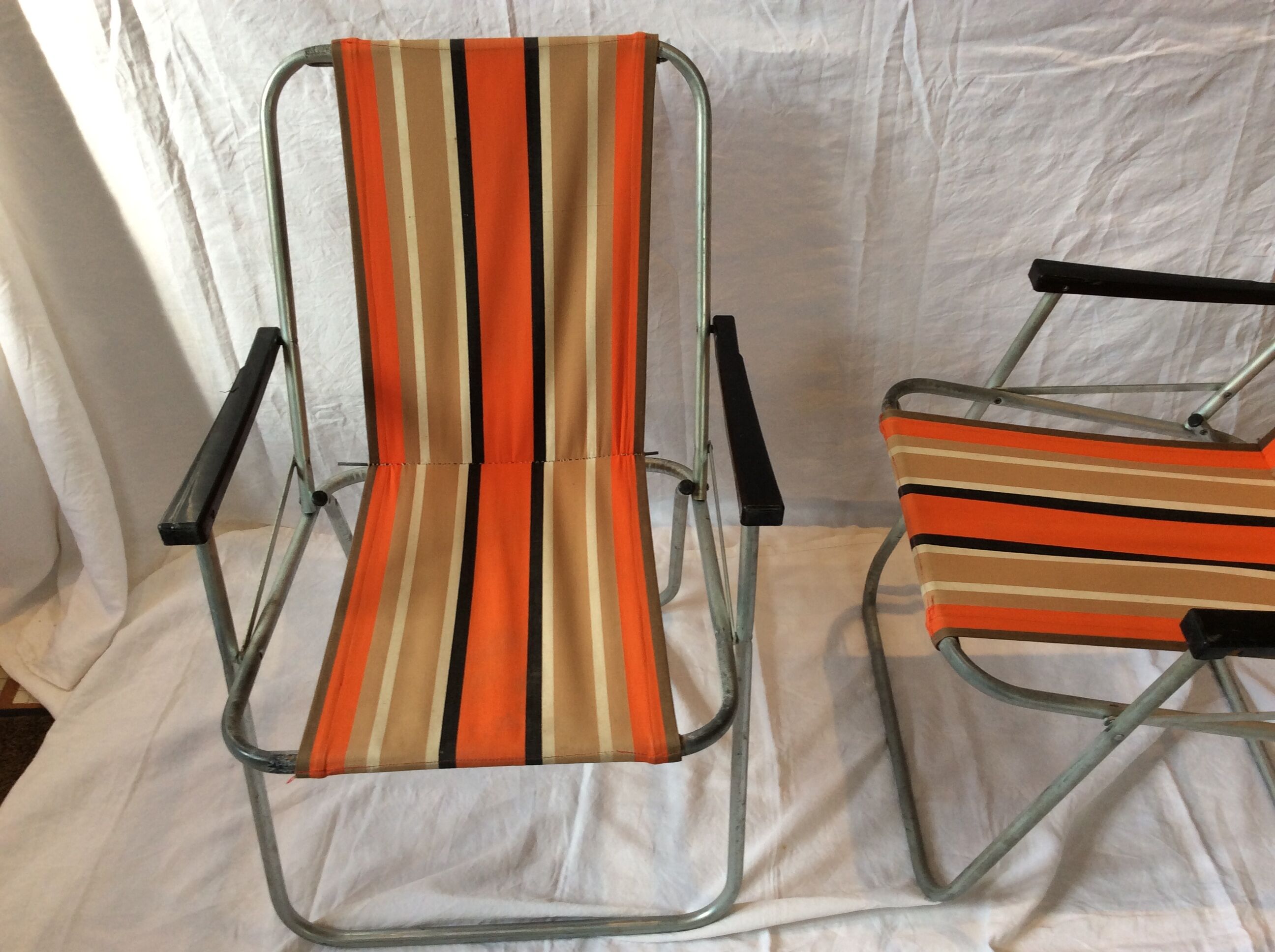 Pair of vintage camping armchairs
