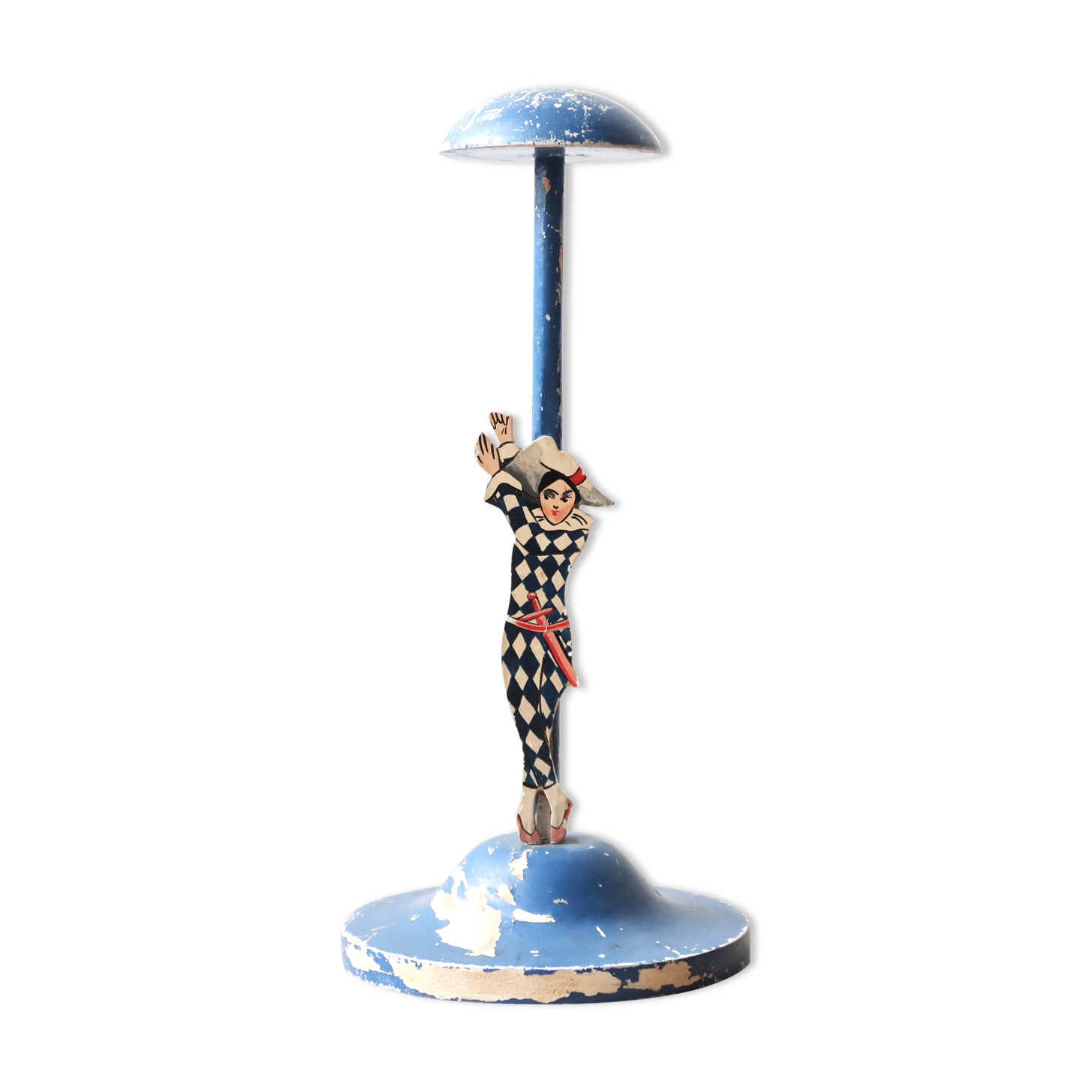 Wooden hat holder decorated with a harlequin, 30s