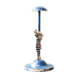 Wooden hat holder decorated with a harlequin, 30s
