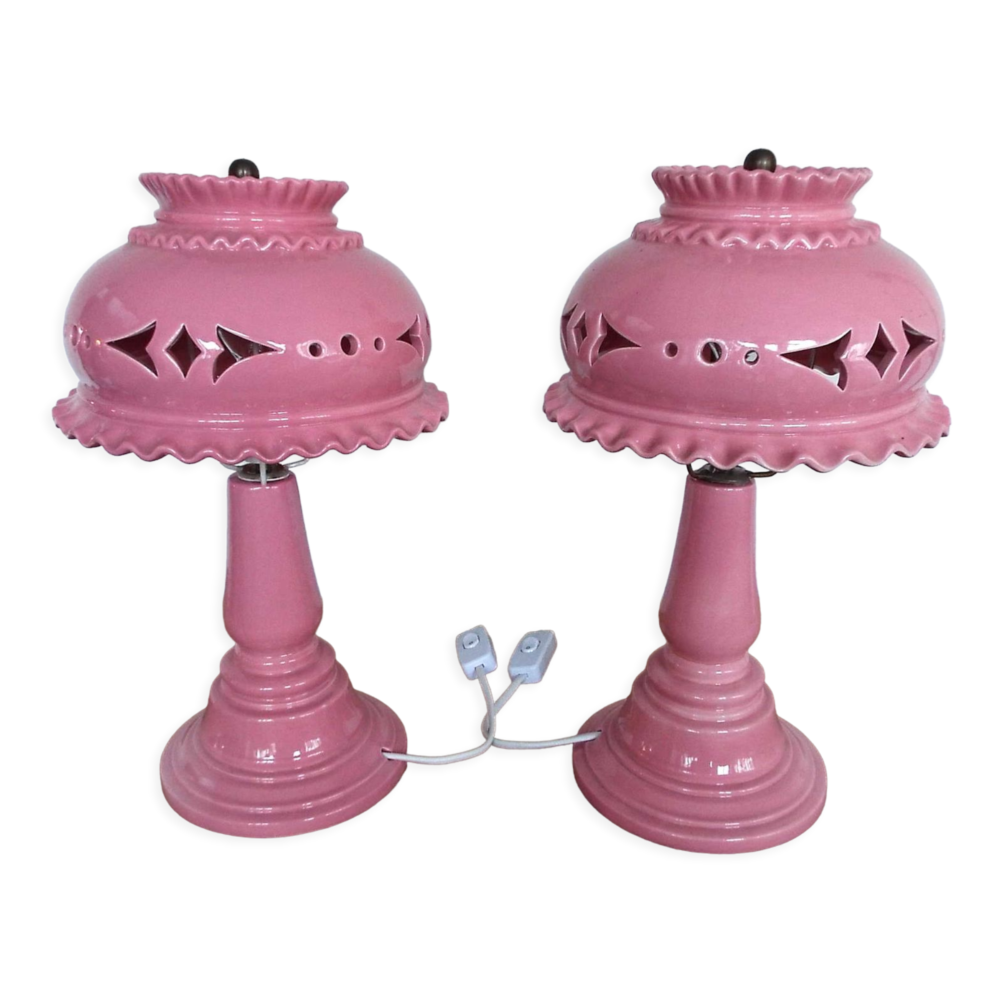 Pair of ceramic lamps