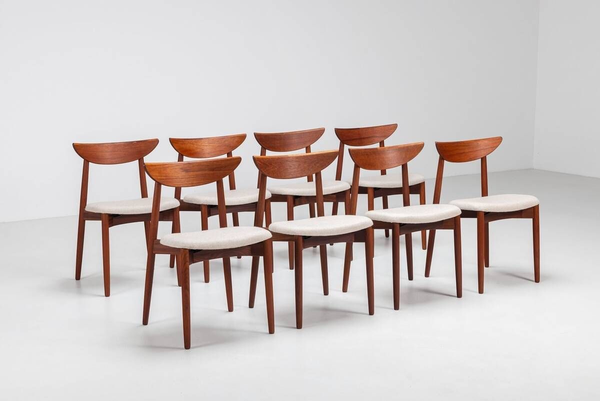Harry Ostergaard set of eight dining chairs in teak Randers Denmark 1960