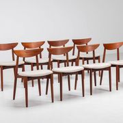 Harry Ostergaard set of eight dining chairs in teak Randers Denmark 1960