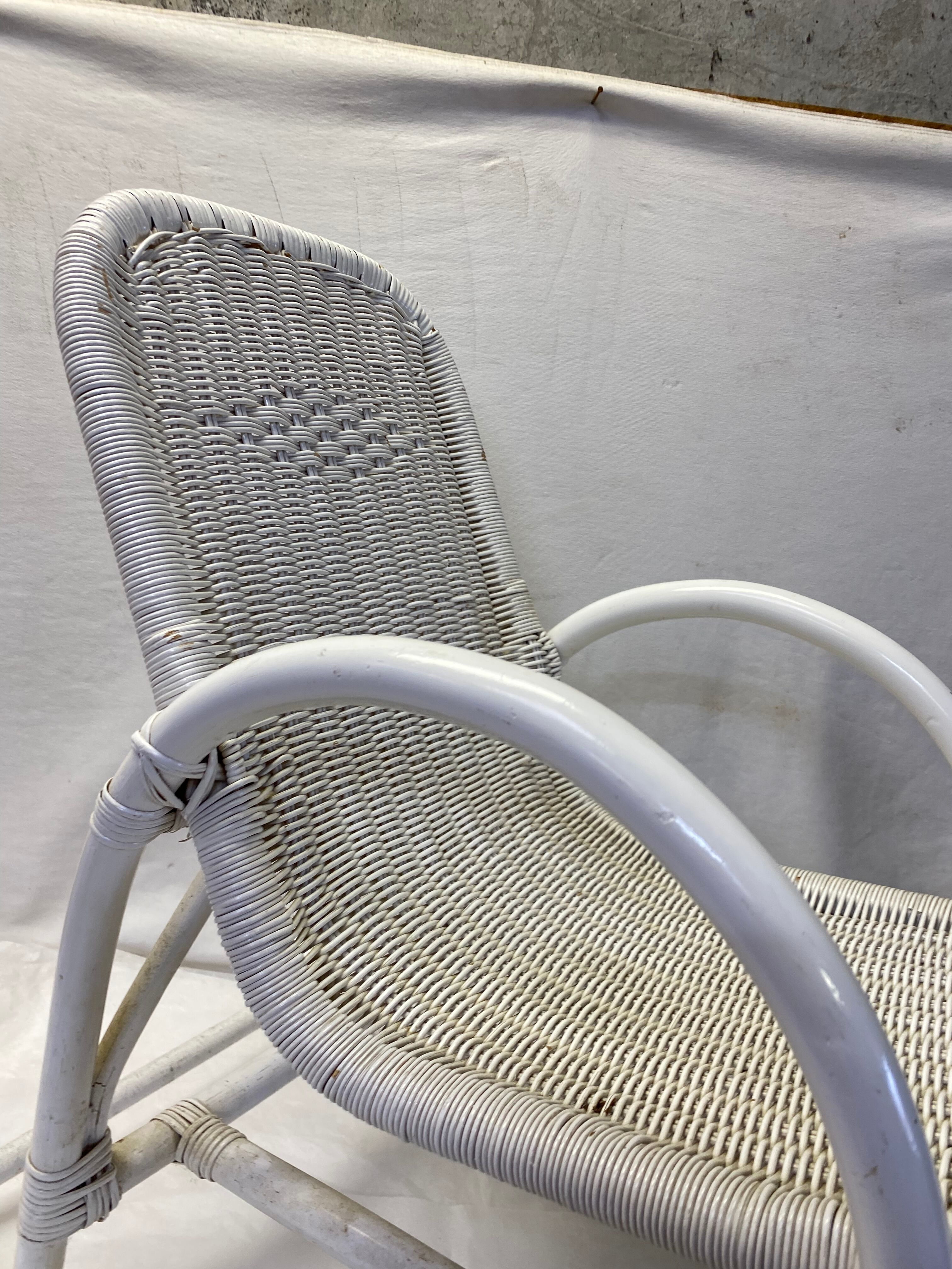 White rattan rocking chair