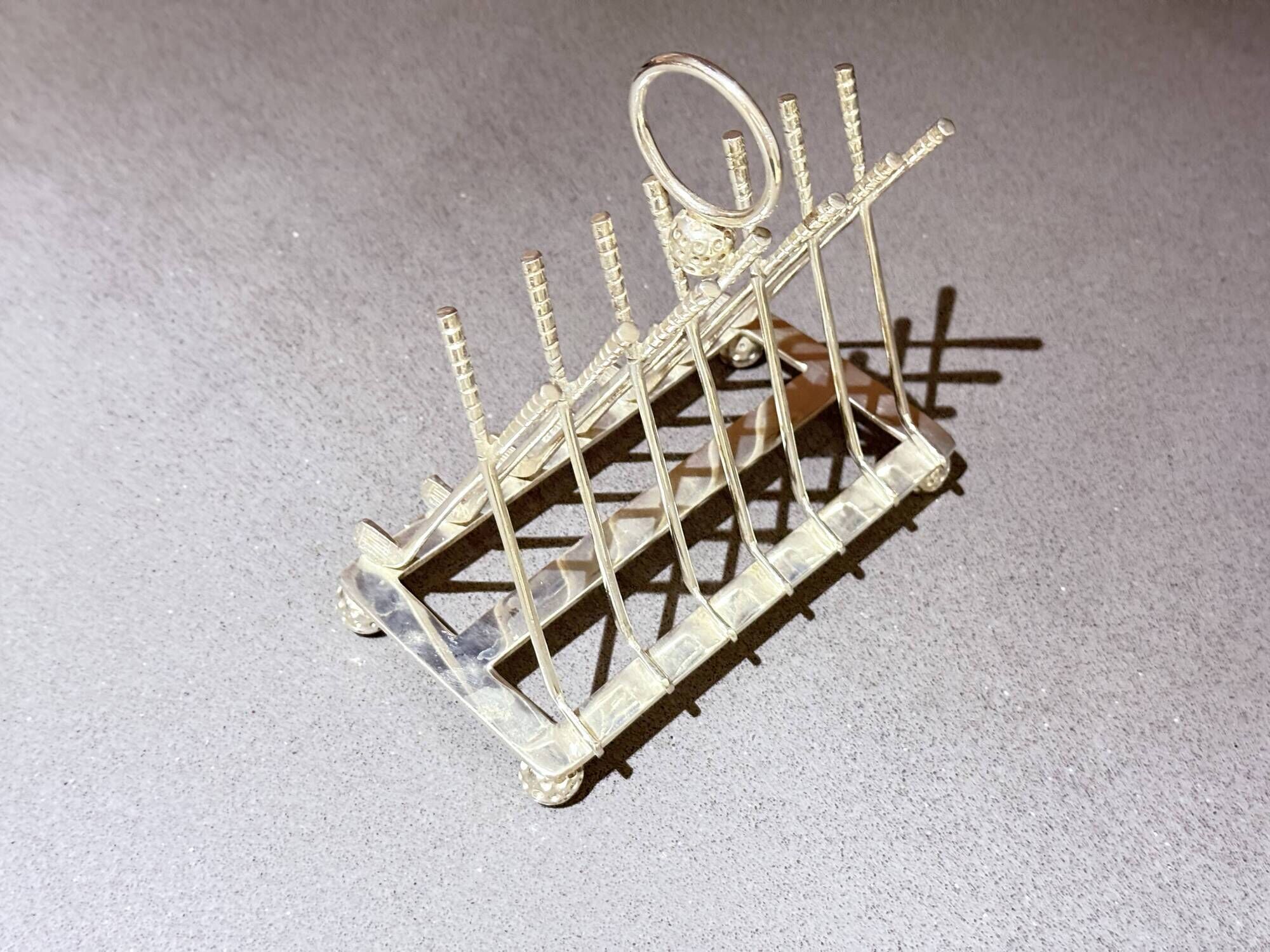 Art Deco Silver Plated Golf Ball and Club Toast Rack – Vintage Luxury Tableware
