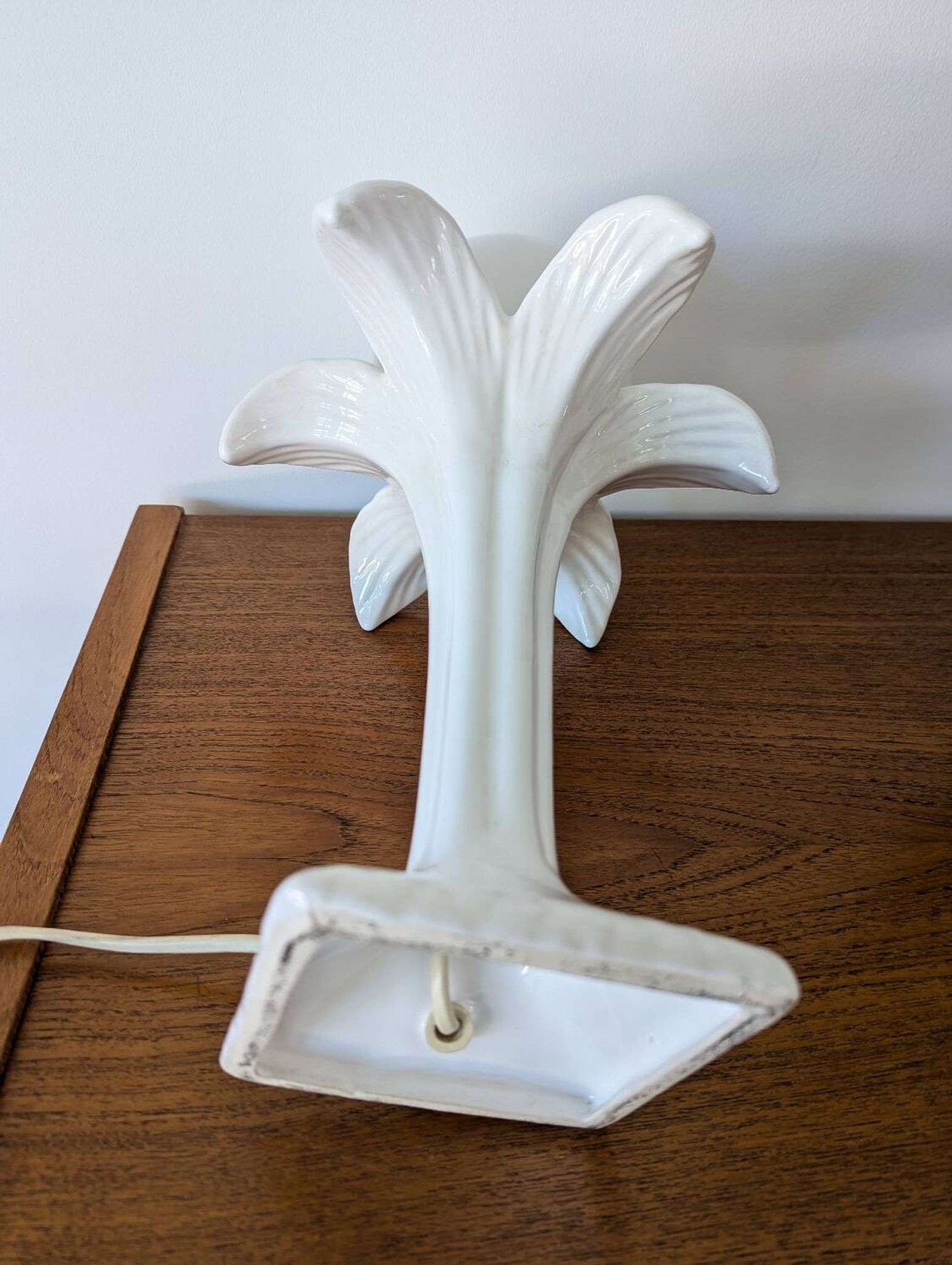 Lampe palmier en céramique blanche, 1980