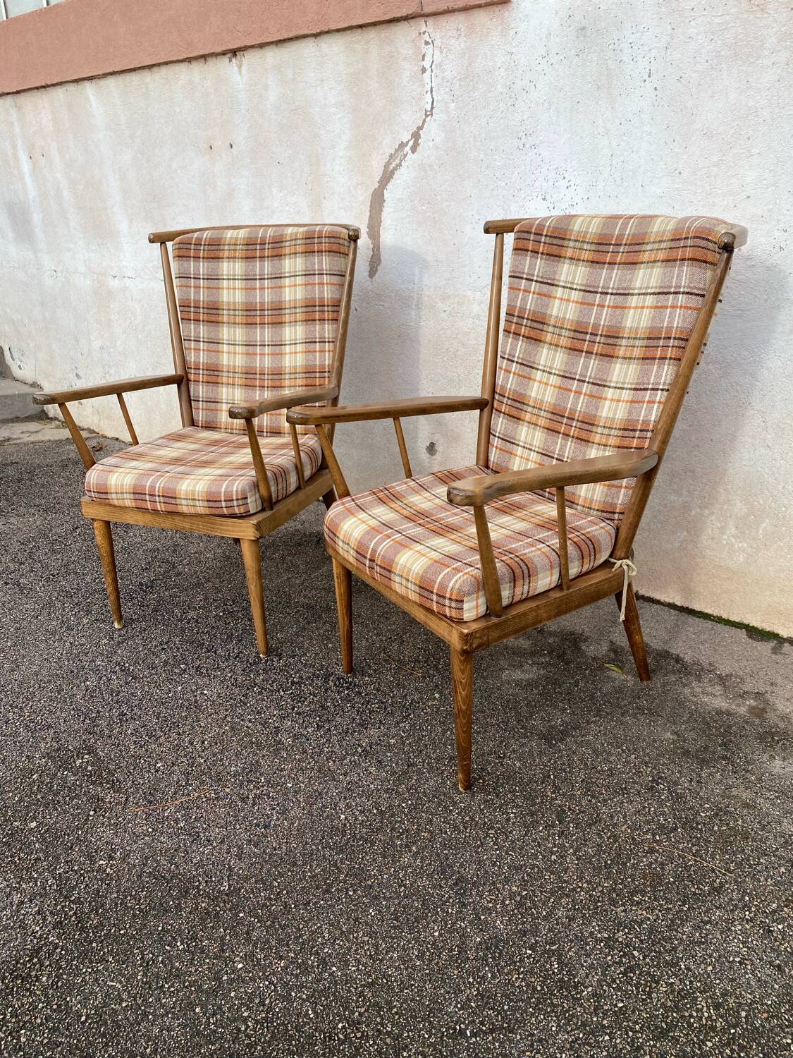 Pair of Baumann fan armchairs