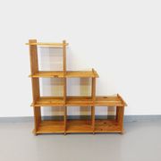 Bookcase vintage pine staircase shelf from the 80s in the style of Maison Regain