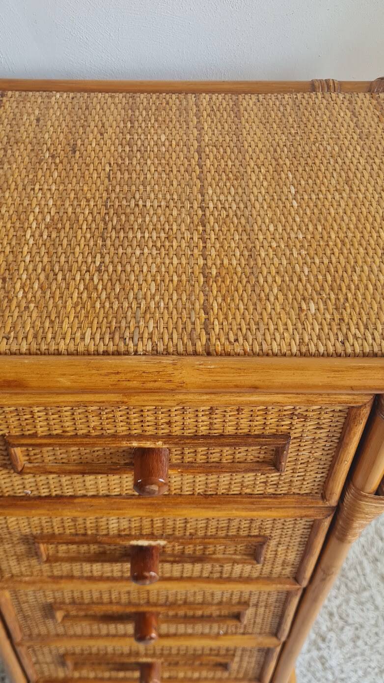 Rattan chest of drawers from the 1970s.