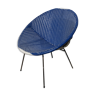 Fauteuil coquille de jardin 1950 métal et scoubidou