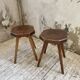 Pine stools with curved seat from the 50s