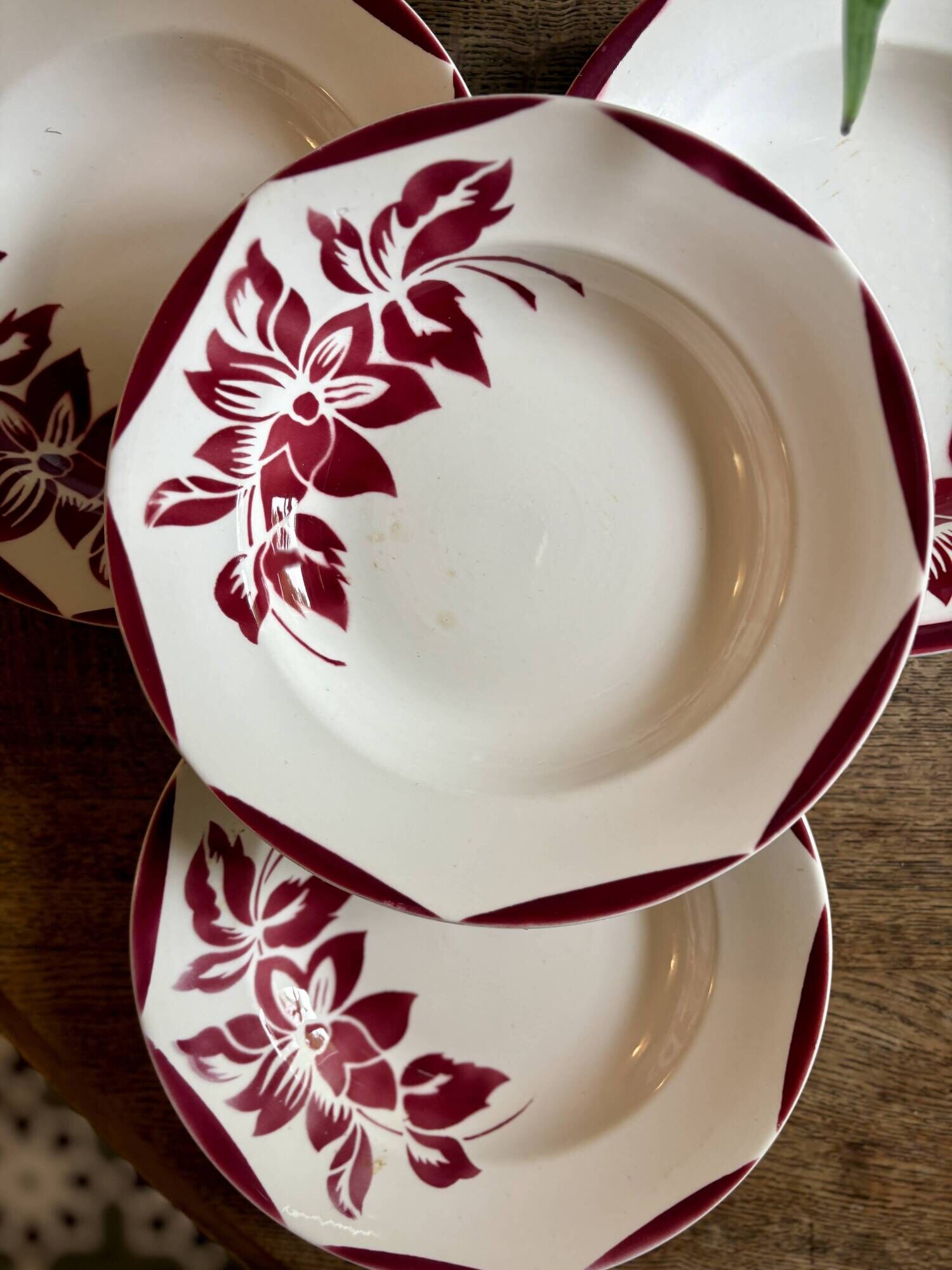 Lot de 8 assiettes creuses vintage, Jacky de Digoin
