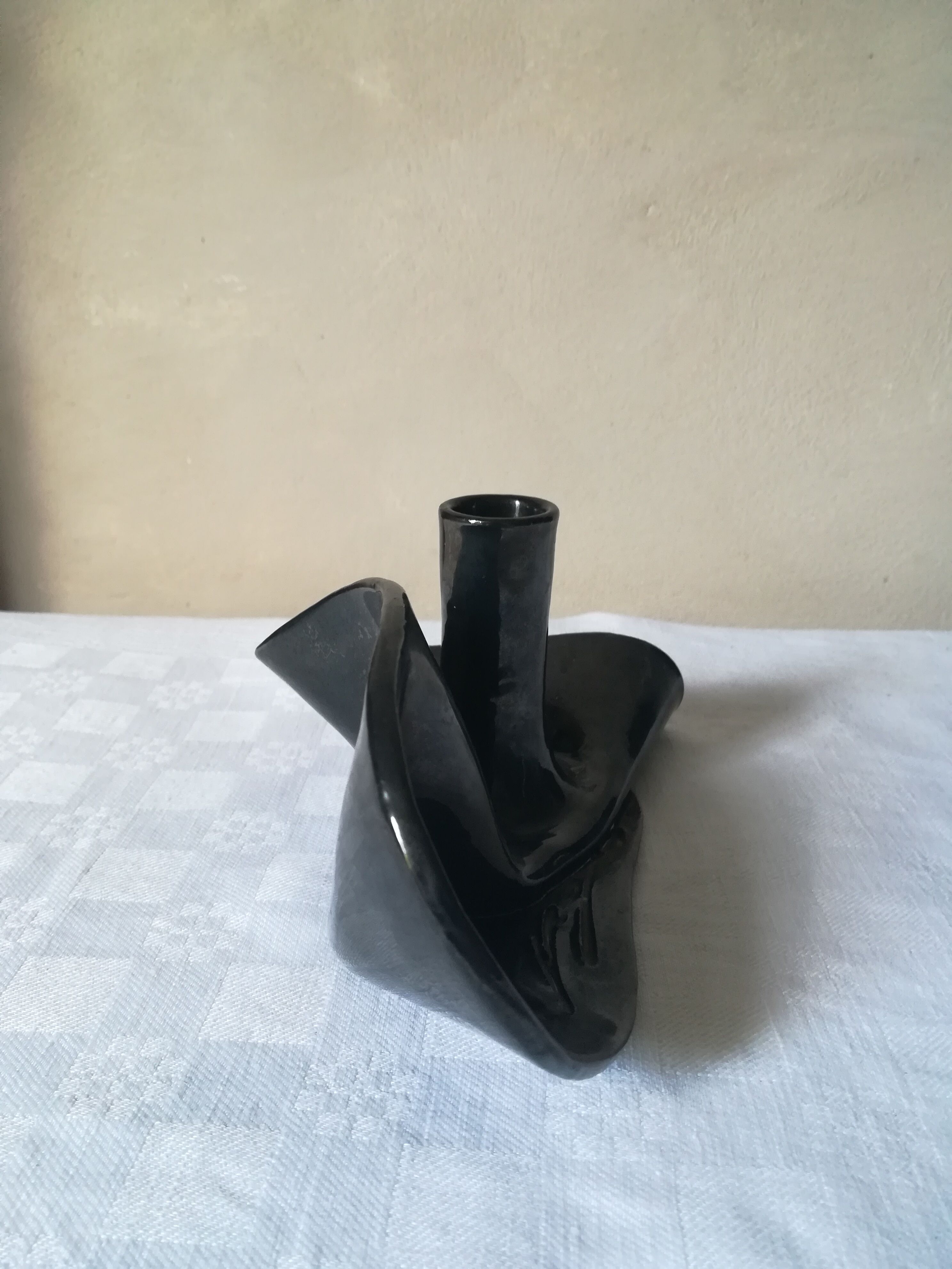 Black ceramic candlestick